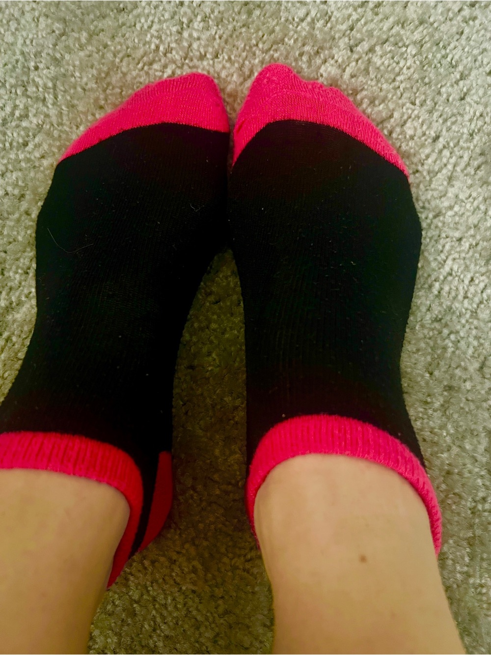 Black Well-Worn Ankle Socks with Pink Trim🫣
